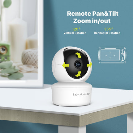 Baby Monitor - 5-Inch Large Screen Video Monitor with Remote Pan And Zoom | Night Vision,