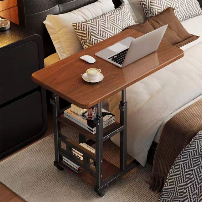 Adjustable Height Rolling Hospital Bed Desk - with Locking Brakes