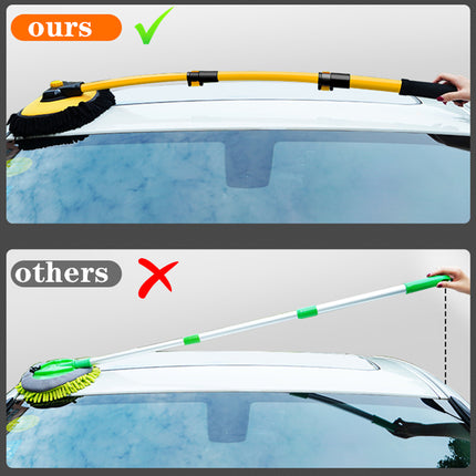 Handle, Replaceable Microfiber Brush Head, with 15° Curved 3 Section Extension Pole,