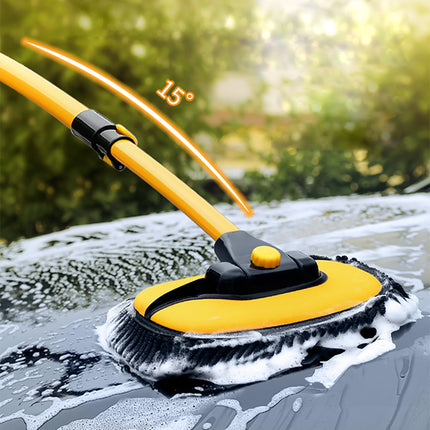 Handle, Replaceable Microfiber Brush Head, with 15° Curved 3 Section Extension Pole,