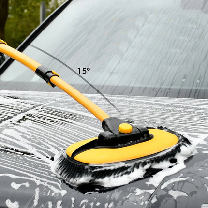 Handle, Replaceable Microfiber Brush Head, with 15° Curved 3 Section Extension Pole,