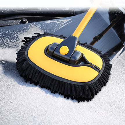 Handle, Replaceable Microfiber Brush Head, with 15° Curved 3 Section Extension Pole,