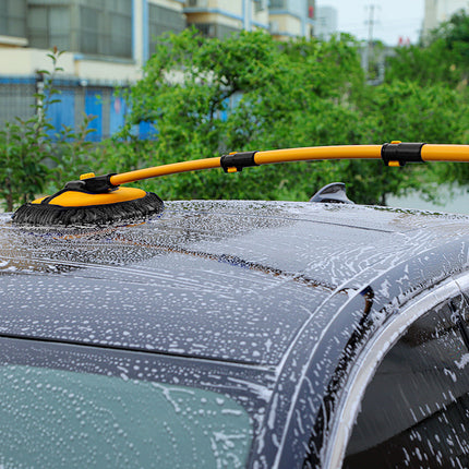 Handle, Replaceable Microfiber Brush Head, with 15° Curved 3 Section Extension Pole,
