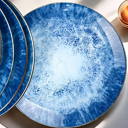 2/4/6pcs Ocean Theme Ceramic Salad Plates, 19.05 cm, Oven, Dishwasher, Microwave Safe