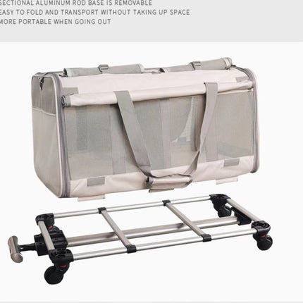 Double Compartment Detachable Travel Carrier for 2 Cats & Puppies - Spacious Pet Trolley with Ventilated Mesh & Removable Lining, Durable Wheels & Ergonomic Handle for Airplane Travel, Vet Visits, Road Trips