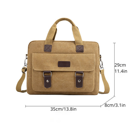 A New 13.8-Inch Canvas Shoulder Bag for Men, Suitable for Both Casual And Business Use,