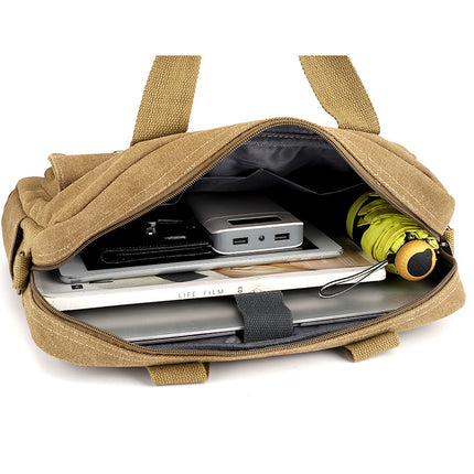 A New 13.8-Inch Canvas Shoulder Bag for Men, Suitable for Both Casual And Business Use,