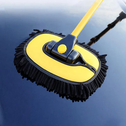 1pc Yellow Plush Car Wash Brush with Telescoping Long Handle