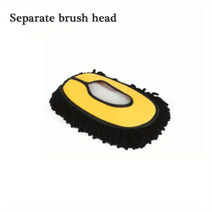 1pc Yellow Plush Car Wash Brush with Telescoping Long Handle