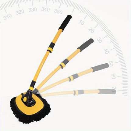 1pc Yellow Plush Car Wash Brush with Telescoping Long Handle