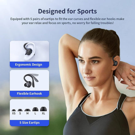 Wireless Earhook True Wireless Stereo Earbud Headphones with Waterproof Sport Design,
