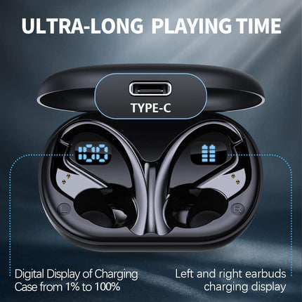 Wireless Earhook True Wireless Stereo Earbud Headphones with Waterproof Sport Design,