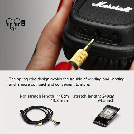 Headphones Cable For Marshall Majior II Monitor MID Earphones Replacement Spring Cable,