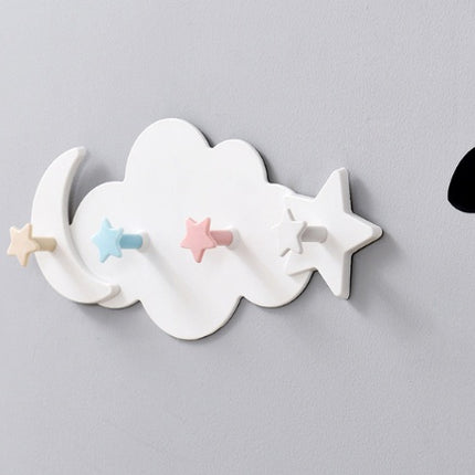 Creative star moon cloud shape without nails hat clothes hooks shelf hanging hanger
