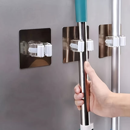 2pcs Strong Adhesive Mop Hook, Suitable For Wall Mounted Mop Holder And Broom Hook, Easy To Install,