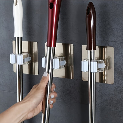 2pcs Strong Adhesive Mop Hook, Suitable For Wall Mounted Mop Holder And Broom Hook, Easy To Install,