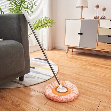 1set Stainless Steel Ceiling Mop - Long-Reach Rotating Floor Mop with 2 Original Mop