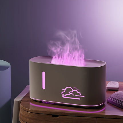 1pc 3D Flame Effect Night Light & Air Humidifier with Essential Oil Diffuser, Sleep-Enhancing Glow