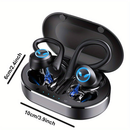 Waterproof Sport Headphones with Earhook, Touch Control, and Charging Case for Phone