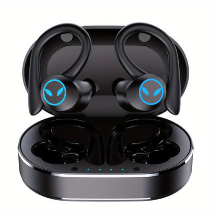 Waterproof Sport Headphones with Earhook, Touch Control, and Charging Case for Phone