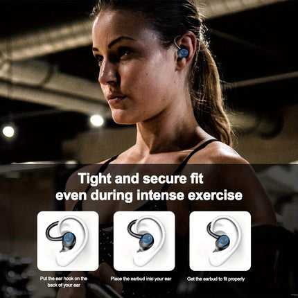 Waterproof Sport Headphones with Earhook, Touch Control, and Charging Case for Phone