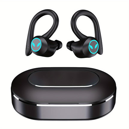 Waterproof Sport Headphones with Earhook, Touch Control, and Charging Case for Phone
