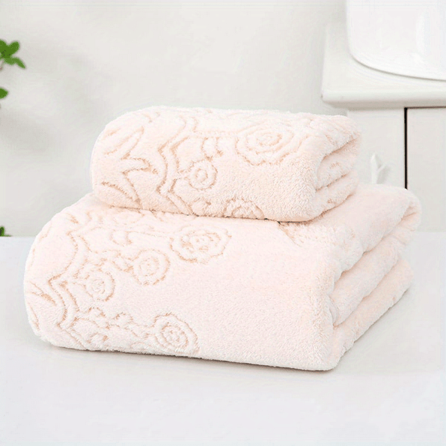 2pcs Set: 1pc 40*80cm + 1pc 80*160cm Coral Soft Comfortable Absorbent Non-Shedding
