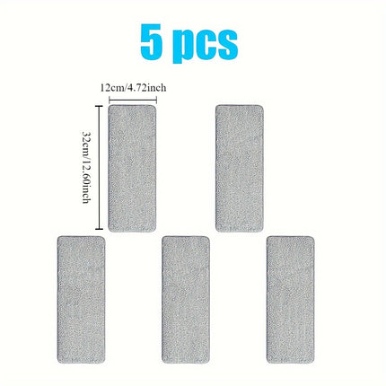 5pcs Microfiber Mop Replacement Pads - Ultra-Absorbent, Reusable, and Durable for Wet and Dry Cleaning