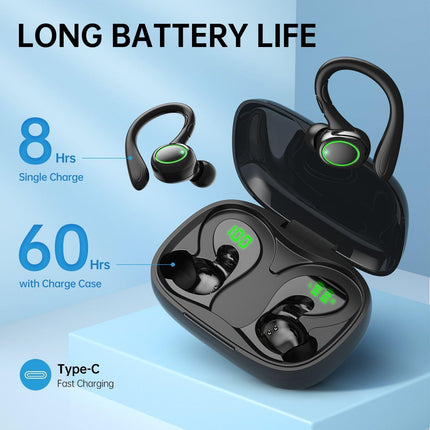 True Wireless Stereo Earbuds, TWS Sport Headset In-Ear Headphones with LED Charging Case for Music