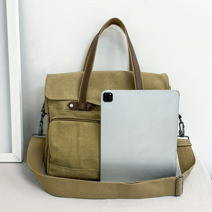 Large Capacity Multi-Compartment Canvas Men'S Bag, Stylish Men'S Shoulder Bag, Business Casual