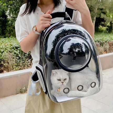 Extra Large Transparent Pet Carrier Backpack - Breathable, Insulated, Durable PC Material, Oversized Capacity for Cats Under 5.44 KG, Perfect for Hiking & Camping, Zipper Closure, Anti-Pressure Design, Travel Backpack