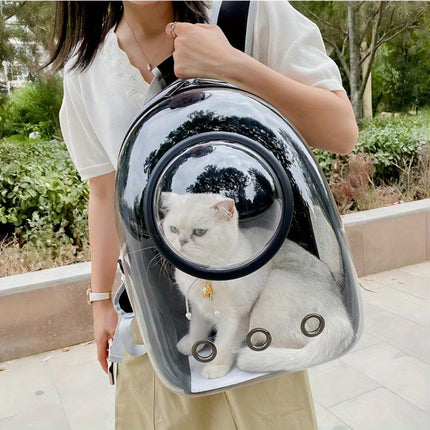 Extra Large Transparent Pet Carrier Backpack - Breathable, Insulated, Durable PC Material, Oversized Capacity for Cats Under 5.44 KG, Perfect for Hiking & Camping, Zipper Closure, Anti-Pressure Design, Travel Backpack