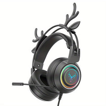 Deer Ears Gaming Headset - RGB Light, E-sports Earphones for PC Computer Gaming,