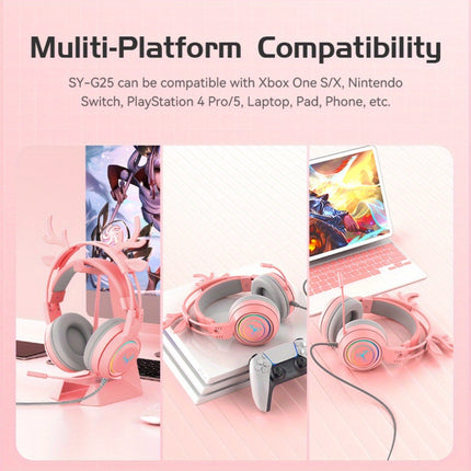 Deer Ears Gaming Headset - RGB Light, E-sports Earphones for PC Computer Gaming,