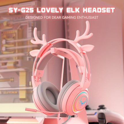 Deer Ears Gaming Headset - RGB Light, E-sports Earphones for PC Computer Gaming,