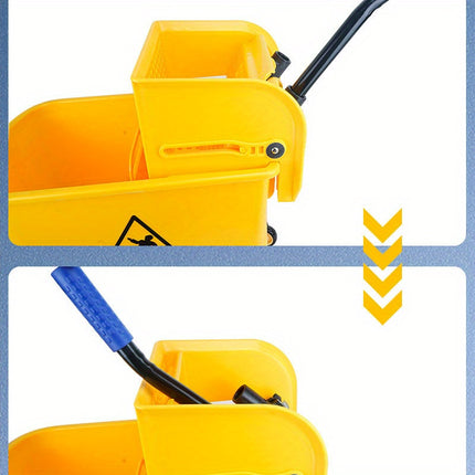 Mop Bucket with Wringer and Wheels, Removable Water-Separation Panel, No Electricity Needed