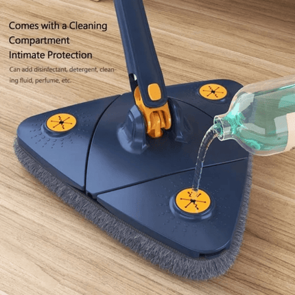 360 Degree Rotating Triangle Mop Set - Adjustable Retractable Stainless Steel/Plastic Cleaning Mop for Tub