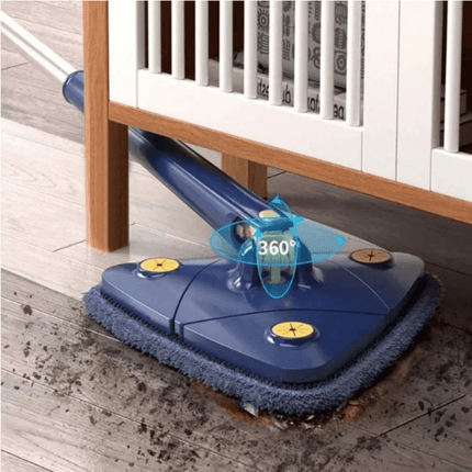 360 Degree Rotating Triangle Mop Set - Adjustable Retractable Stainless Steel/Plastic Cleaning Mop for Tub