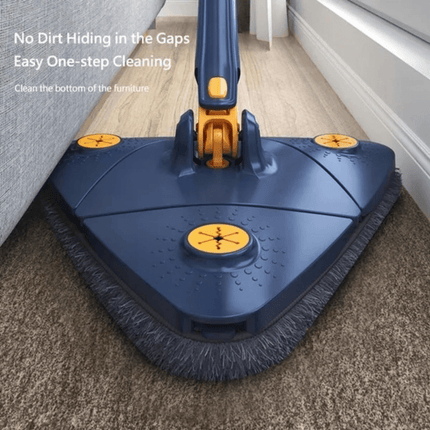 360 Degree Rotating Triangle Mop Set - Adjustable Retractable Stainless Steel/Plastic Cleaning Mop for Tub