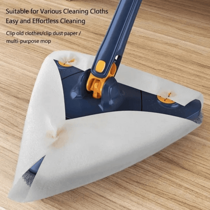360 Degree Rotating Triangle Mop Set - Adjustable Retractable Stainless Steel/Plastic Cleaning Mop for Tub