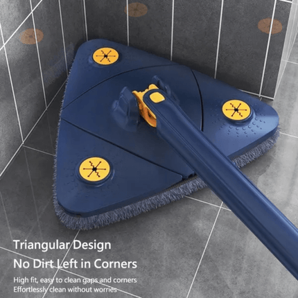 360 Degree Rotating Triangle Mop Set - Adjustable Retractable Stainless Steel/Plastic Cleaning Mop for Tub