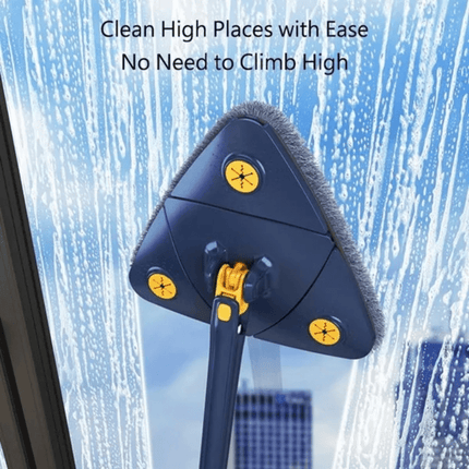 360 Degree Rotating Triangle Mop Set - Adjustable Retractable Stainless Steel/Plastic Cleaning Mop for Tub
