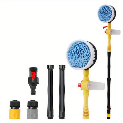 360° Spin Microfiber Car Wash Brush Cleaning Kit - Effortless Rotating Mop, Gentle Microfiber Brush