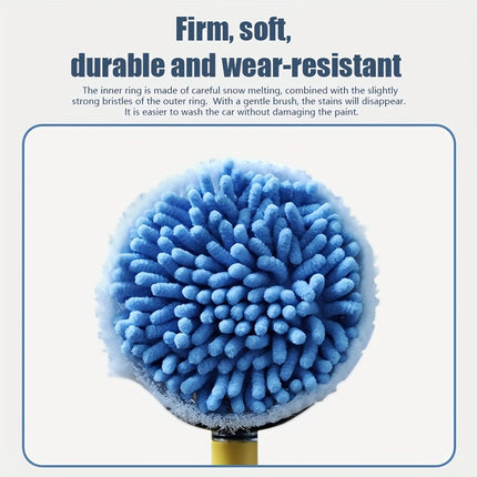 360° Spin Microfiber Car Wash Brush Cleaning Kit - Effortless Rotating Mop, Gentle Microfiber Brush