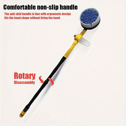360° Spin Microfiber Car Wash Brush Cleaning Kit - Effortless Rotating Mop, Gentle Microfiber Brush