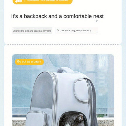 Portable And Breathable Pet Carrier Backpack For Cats, Suitable For Outdoor Activities, With Large Capacity And Expandable Cat Cage