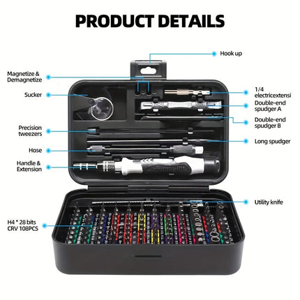 132in 1 Precision Screwdriver Set, Magnetic Screw Driver Bits, Torx Hex Bits, Computer Phone Professional
