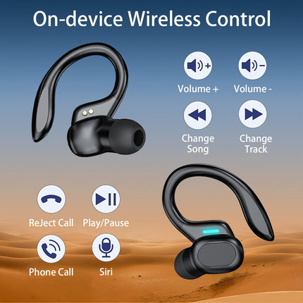 Headphones with ENC Noise Cancelling Mic, Sport Earhook Design, Stereo Sound, Charging Case for Wireless
