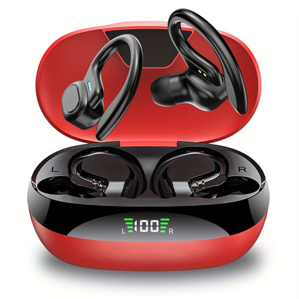 Headphones with ENC Noise Cancelling Mic, Sport Earhook Design, Stereo Sound, Charging Case for Wireless