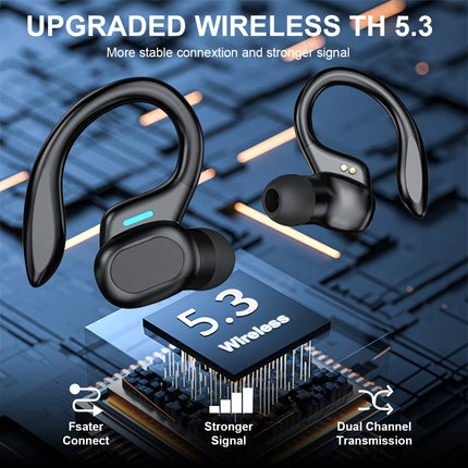 Headphones with ENC Noise Cancelling Mic, Sport Earhook Design, Stereo Sound, Charging Case for Wireless